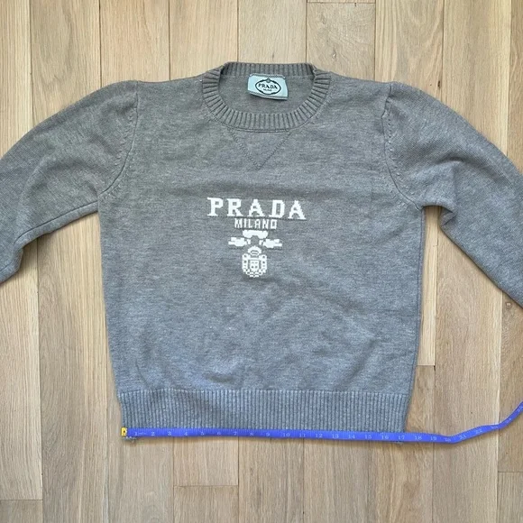 Prada Logo Grey Crewneck Sweater - Picture 8 of 9